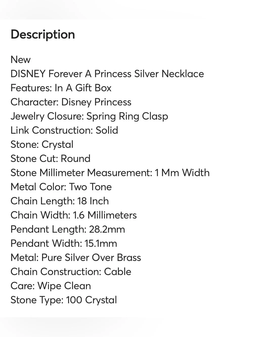 Disney Necklace (NWT)